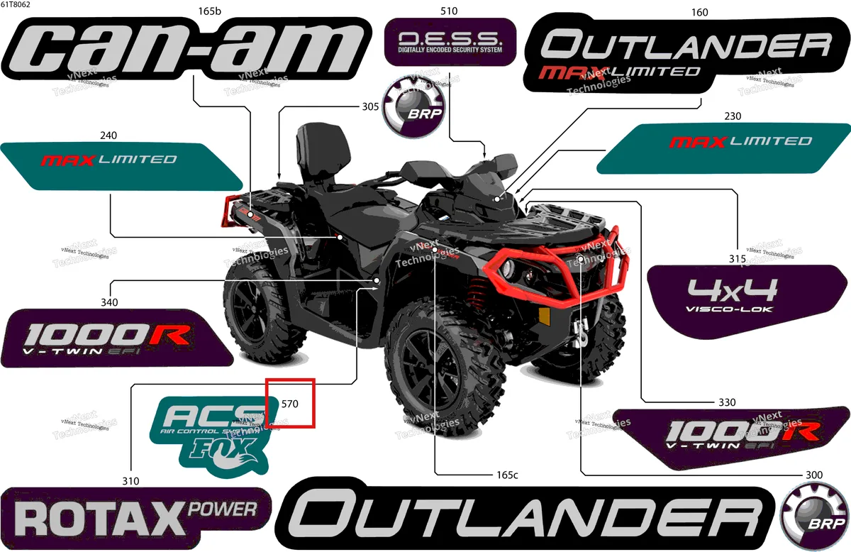 Деталь 704906042 на схеме узла 2018 Can-Am OUTLANDER MAX - 4X4 - LTD - 1000R - 5WJC - Midnight Blue - CALI Body - Feature Decals