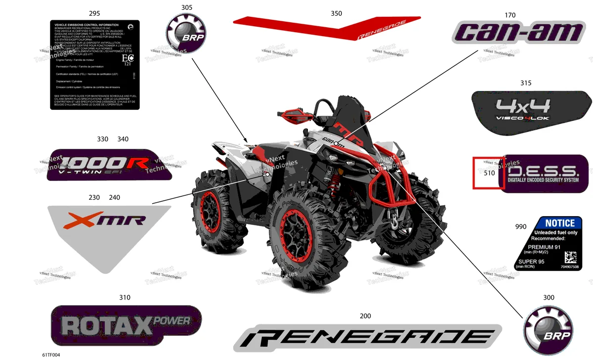 Деталь 704906046 на схеме узла 2026 Can-Am RENEGADE - 4X4 - XMR - 1000R EFI - 5UTA - Hyper Silver Body - Feature Decals
