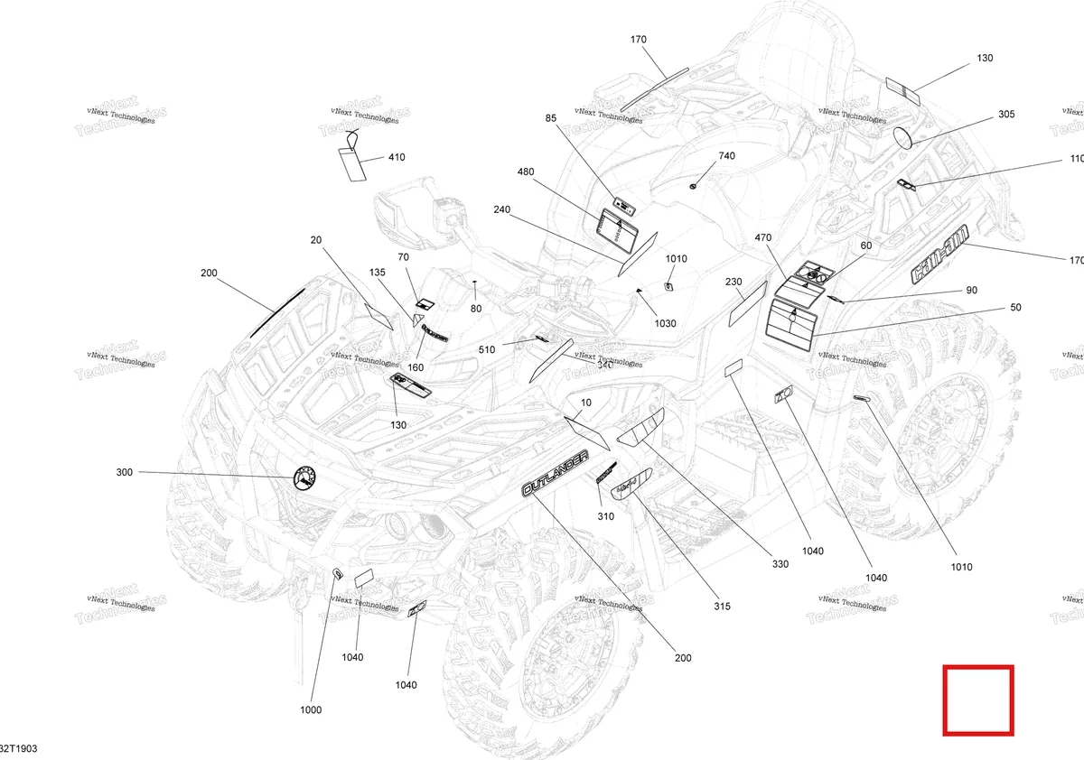 Деталь 704906243 на схеме узла 2019 Can-Am OUTLANDER 450 EFI - T3 Decals Pro
