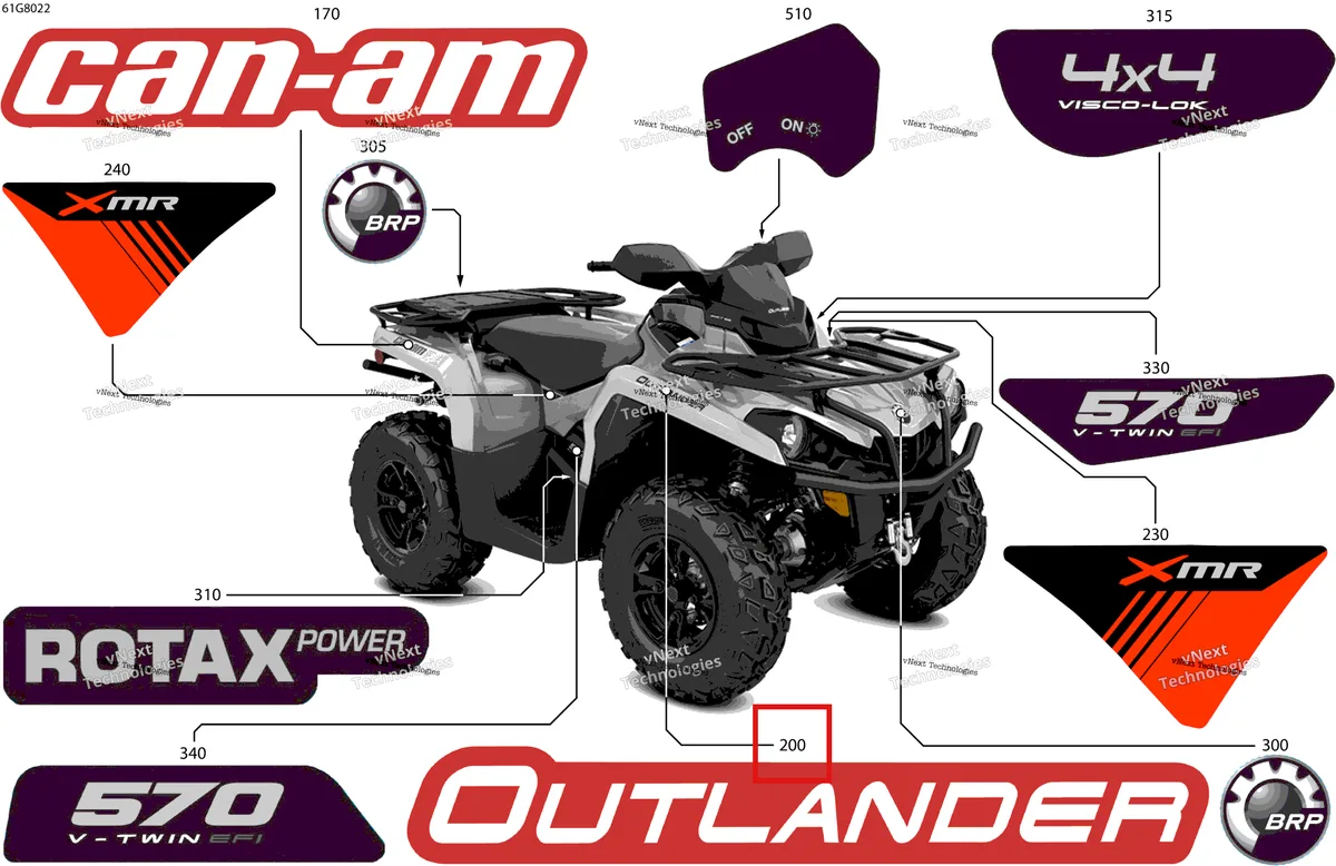 Деталь 704906428 на схеме узла 2018 Can-Am OUTLANDER - 4X4 - XMR - 570 EFI - 3MJA - Can-Am Red Body - Feature Decals