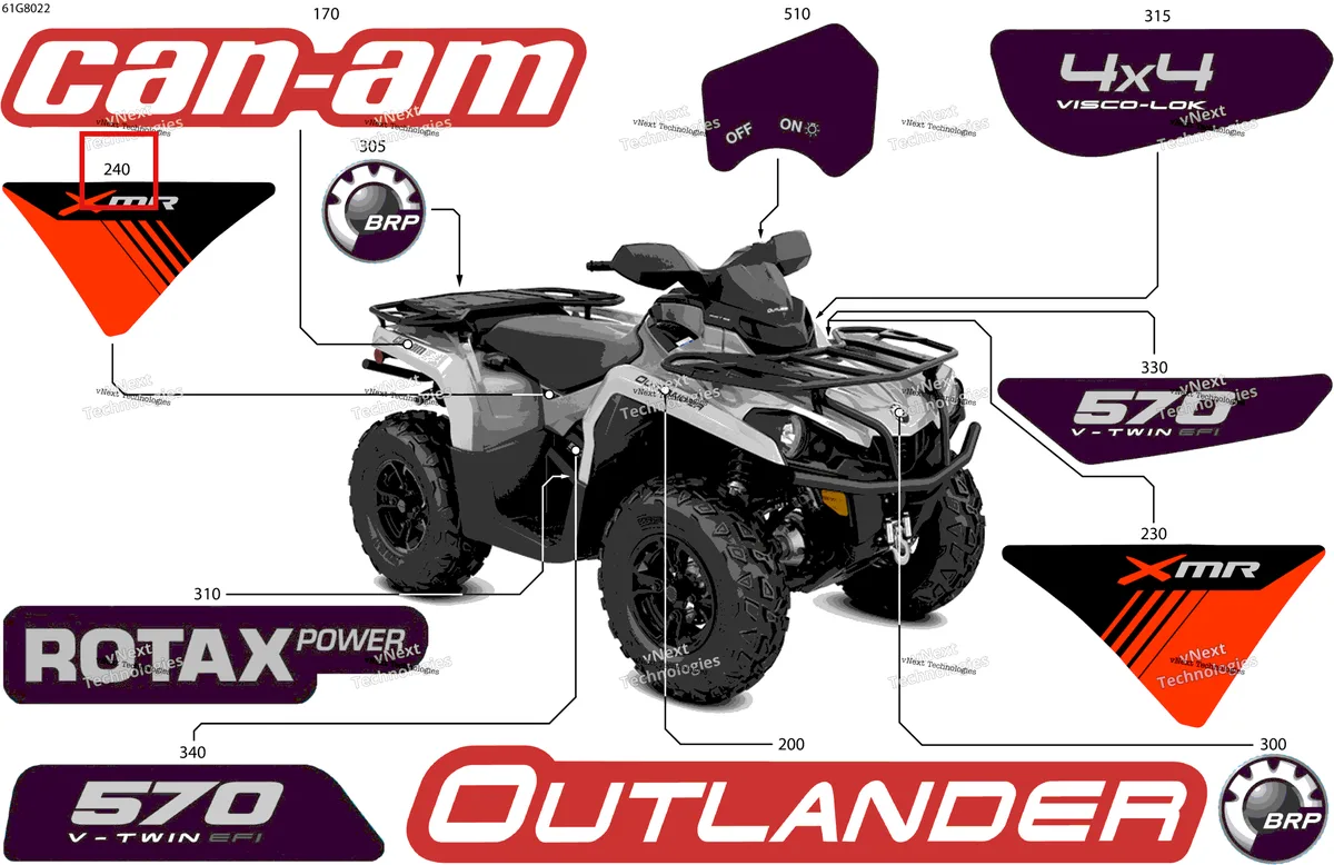 Деталь 704906463 на схеме узла 2018 Can-Am OUTLANDER - 4X4 - XMR - 570 EFI - 3MJA - Can-Am Red Body - Feature Decals