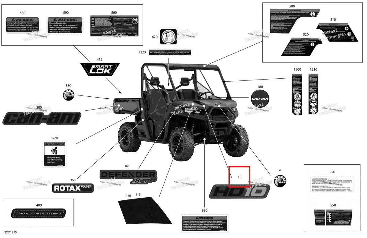 Деталь 704906516 на схеме узла 2019 Can-Am Defender HD10 Decals - Hd10 - Xtp