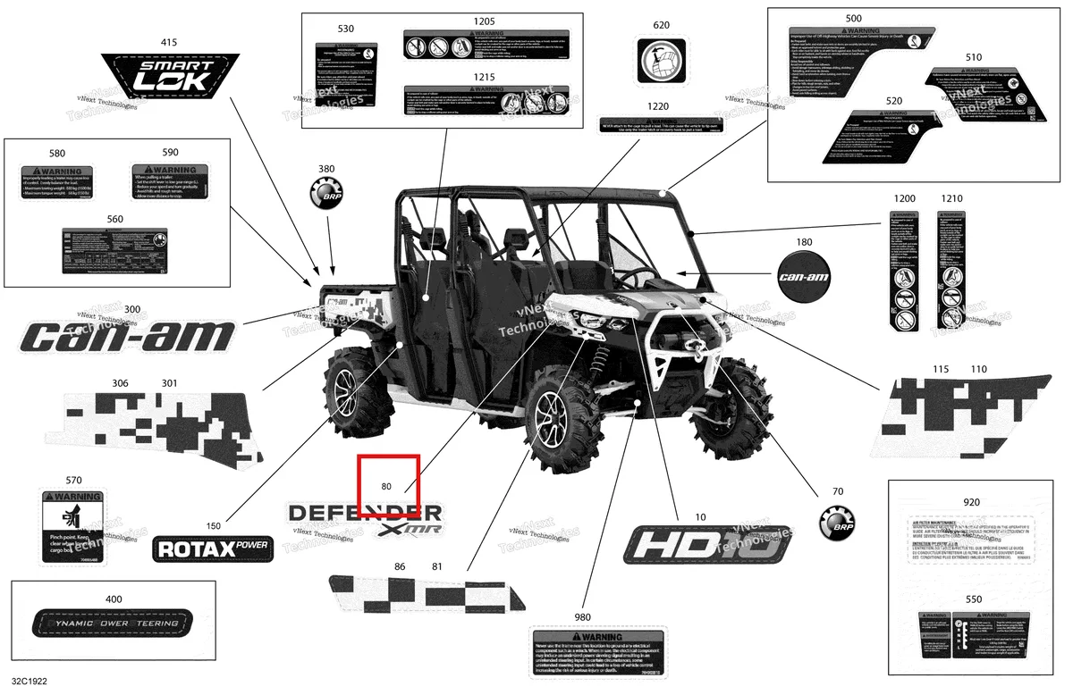 Деталь 704906520 на схеме узла 2019 Can-Am Defender MAX HD10 - XMR Decals - Hd10 - Xmr