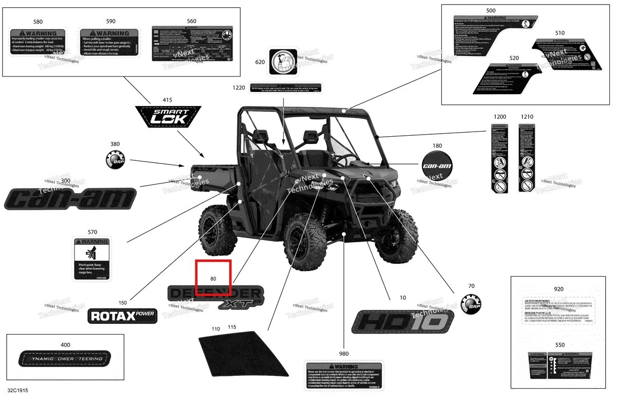 Деталь 704906530 на схеме узла 2019 Can-Am Defender HD10 Decals - Hd10 - Xtp