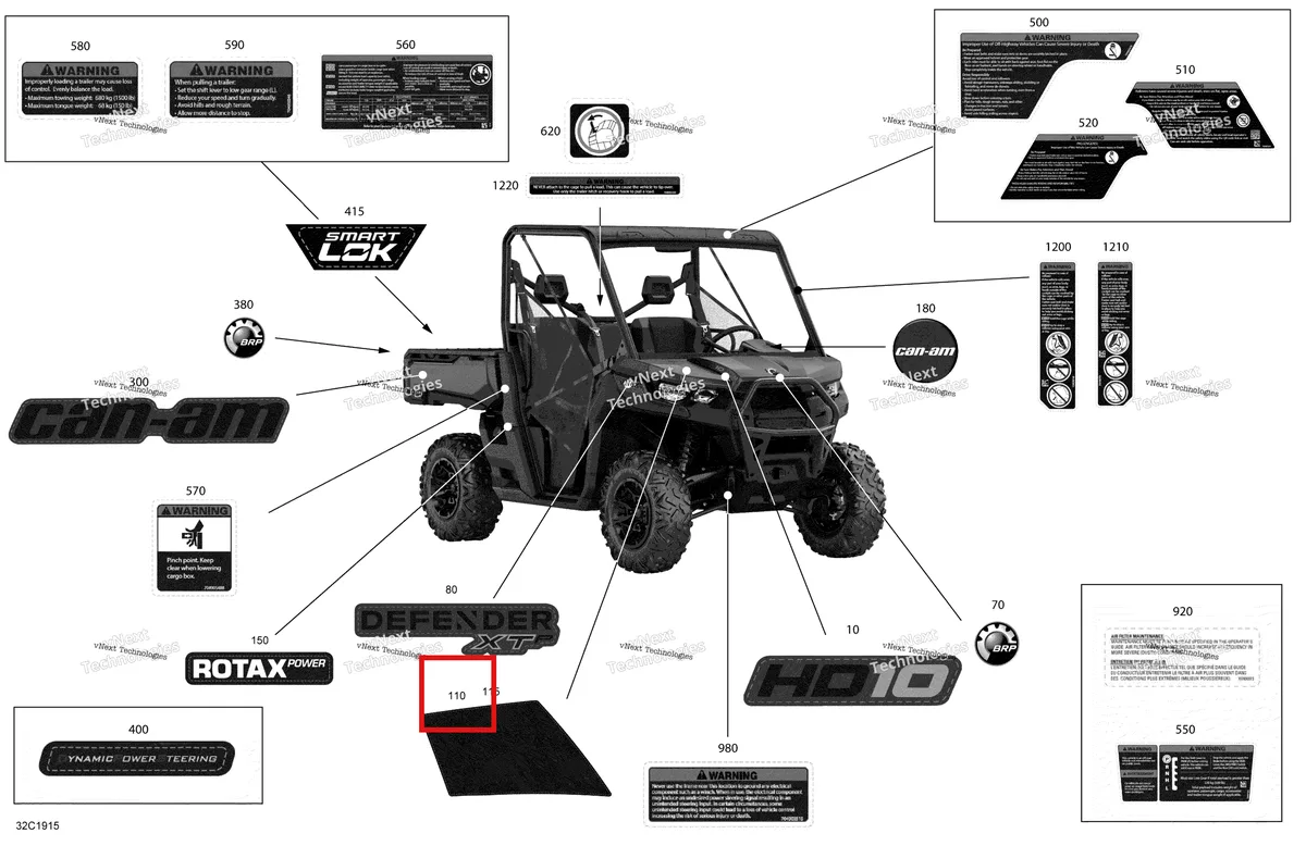 Деталь 704906535 на схеме узла 2019 Can-Am Defender HD10 Decals - Hd10 - Xtp