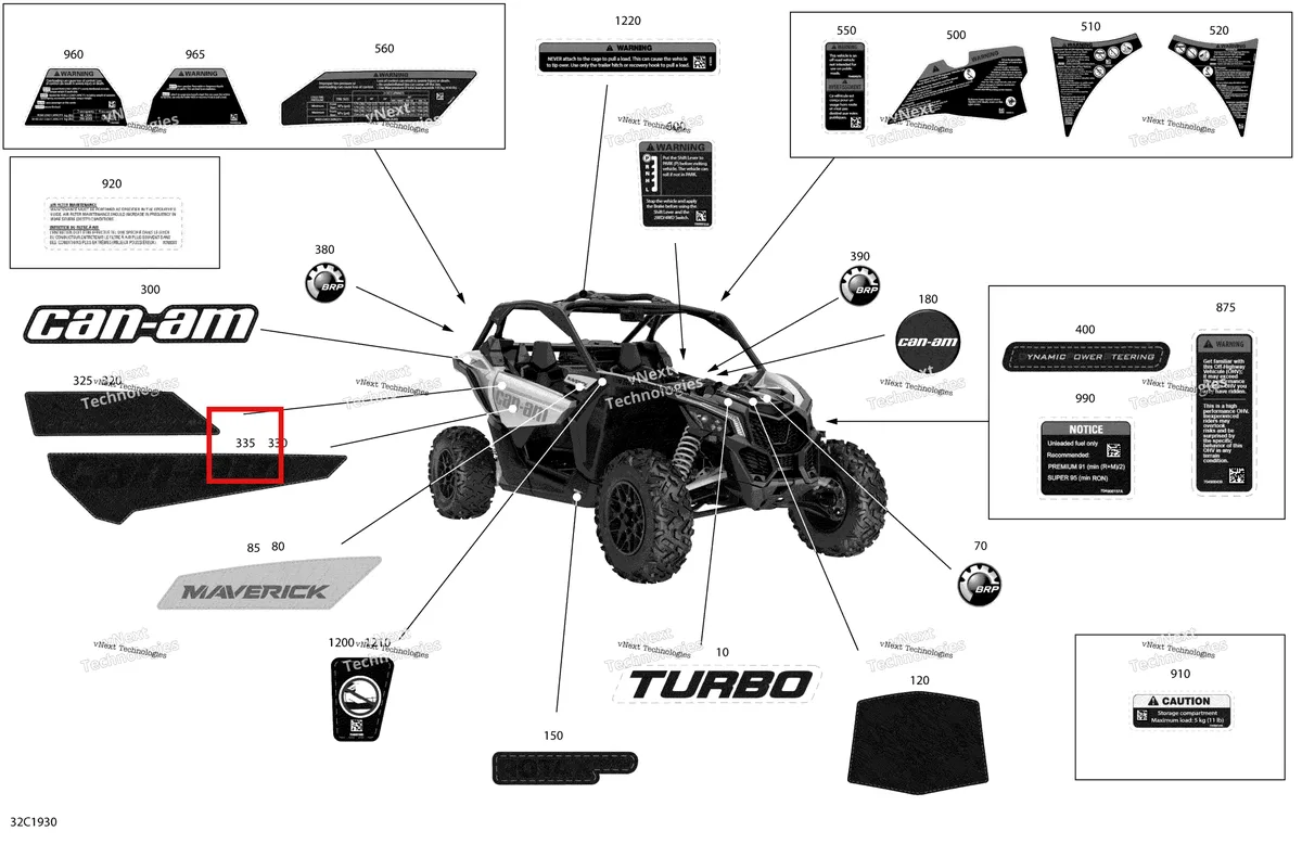 Деталь 704906549 на схеме узла 2019 Can-Am Maverick Turbo Decals - Turbo - Package Std - North America