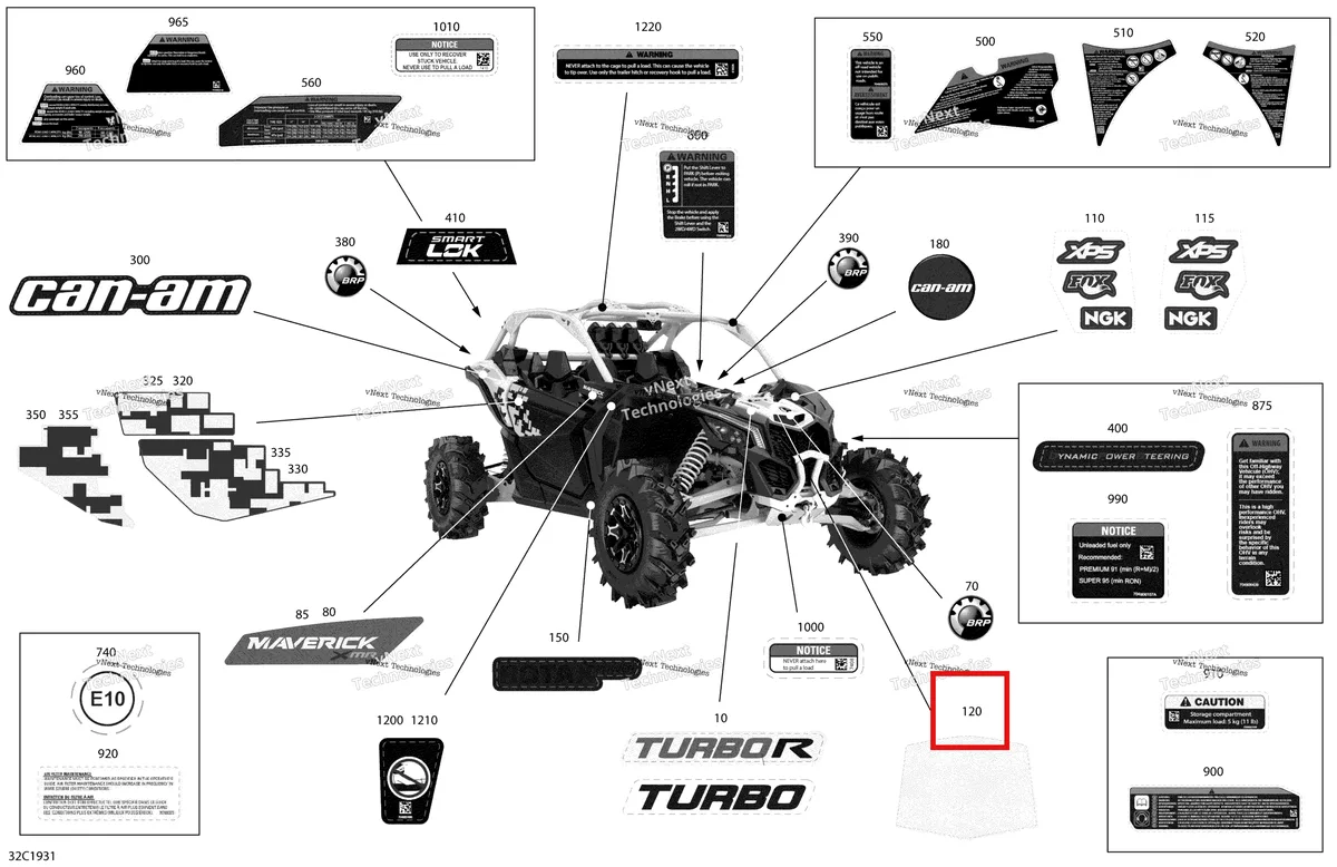 Деталь 704906553 на схеме узла 2019 Can-Am Maverick Turbo Decals - Turbo - Package Xmr - North America