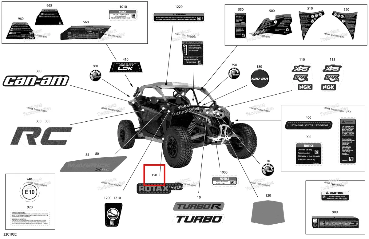 Деталь 704906566 на схеме узла 2019 Can-Am Maverick Turbo Decals - Turbo - Package Xrc - North America