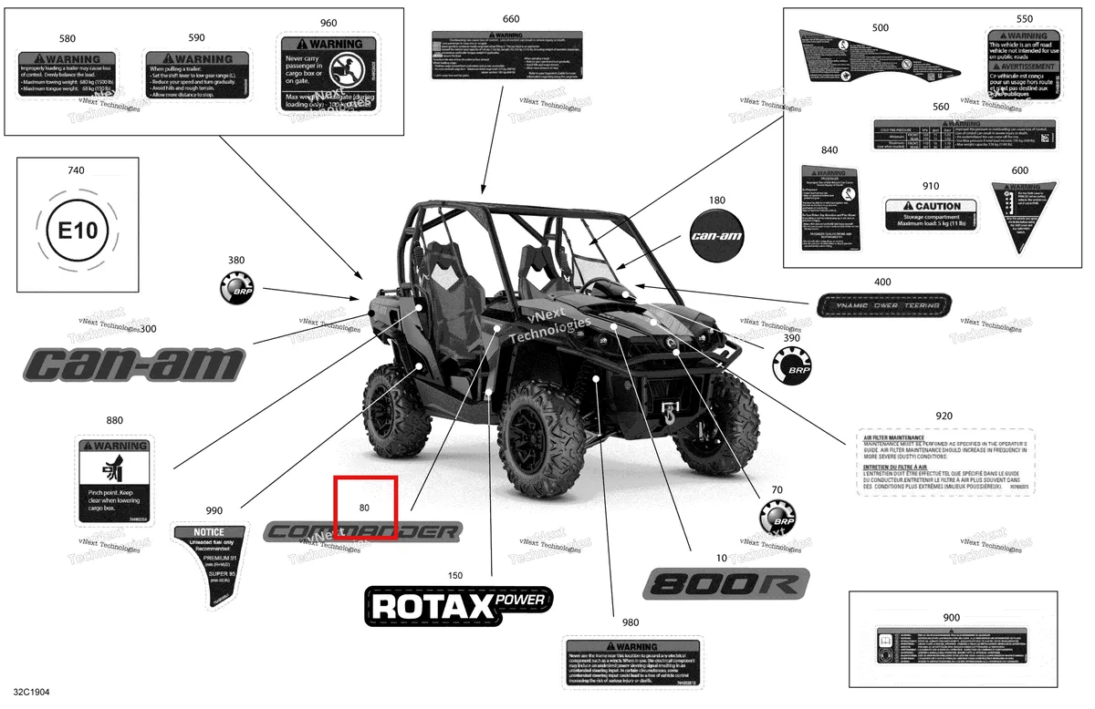 Деталь 704906599 на схеме узла 2019 Can-Am Commander 800R EFI Decals - 800R Efi - Std