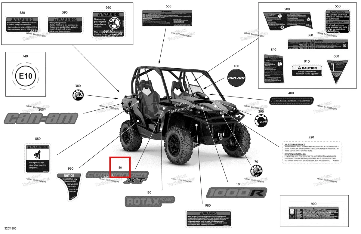 Деталь 704906602 на схеме узла 2019 Can-Am Commander 800R EFI Decals - 800R Efi - Xt