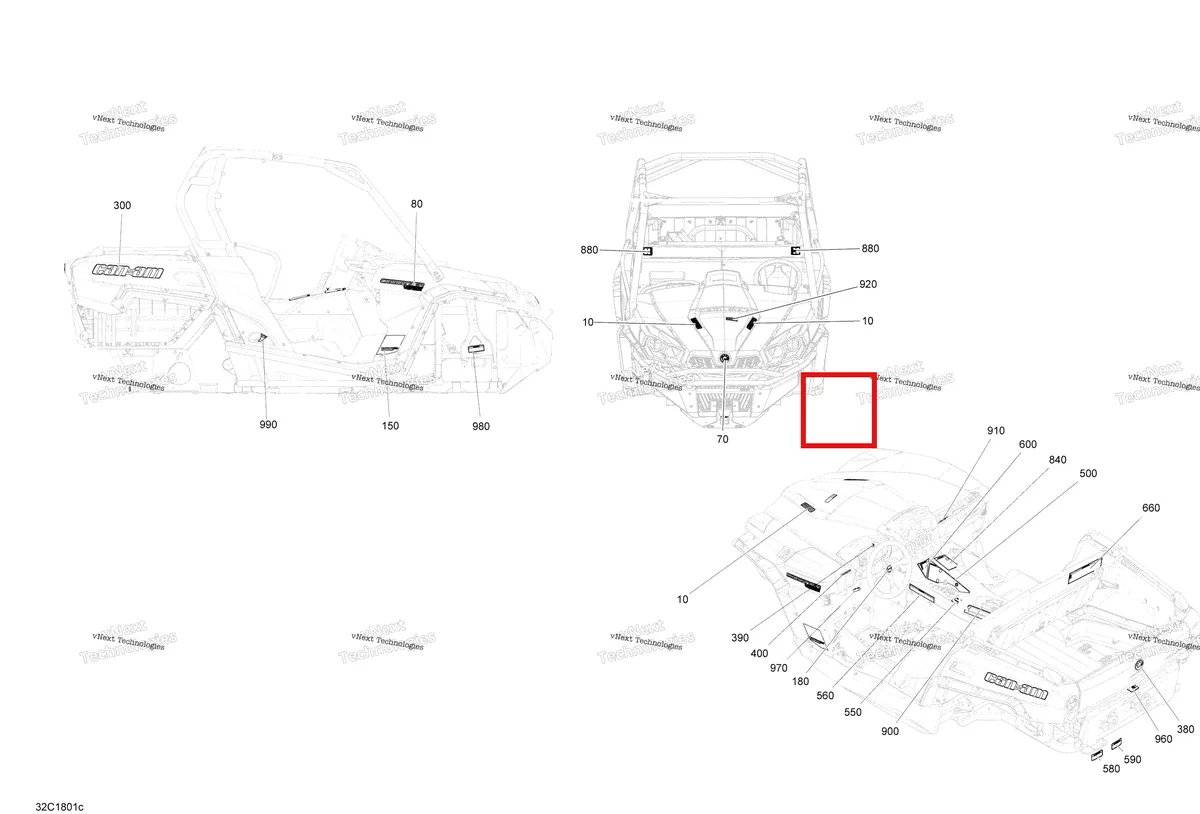 Деталь 704906603 на схеме узла 2018 Can-Am COMMANDER 1000R EFI Decals Commander Non Max 1000R - Package Hunter