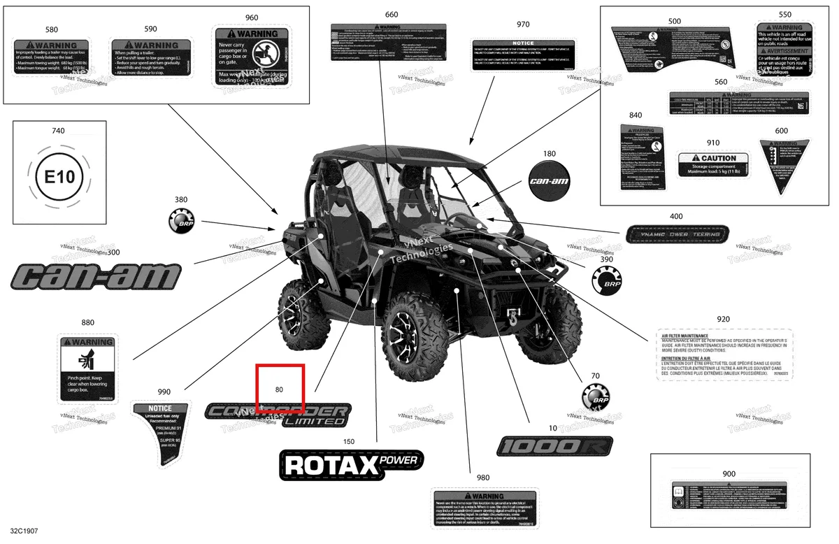 Деталь 704906605 на схеме узла 2019 Can-Am Commander 1000R EFI Decals - 1000 - Ltd