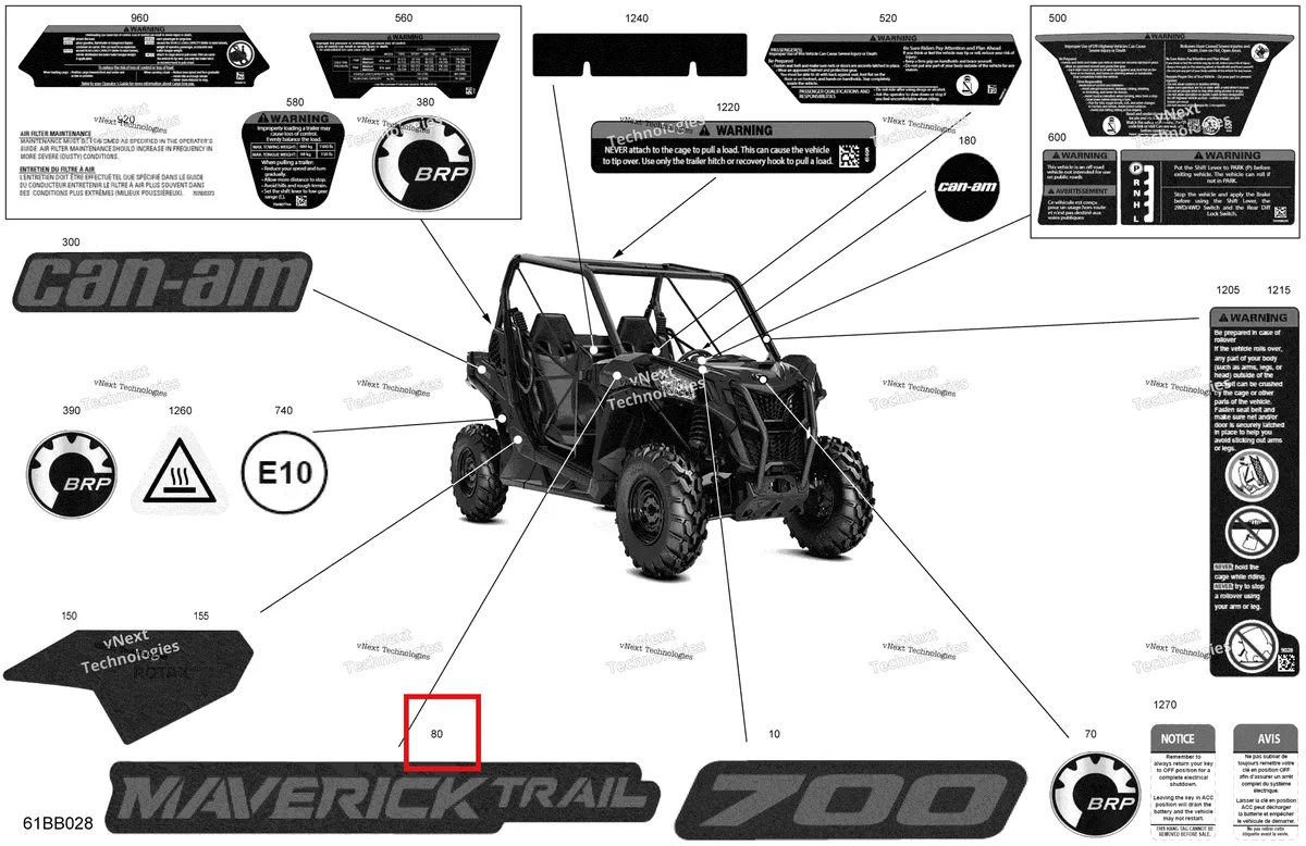 Деталь 704906619 на схеме узла 2022 Can-Am Maverick Trail 700 - BASE Body - Decals