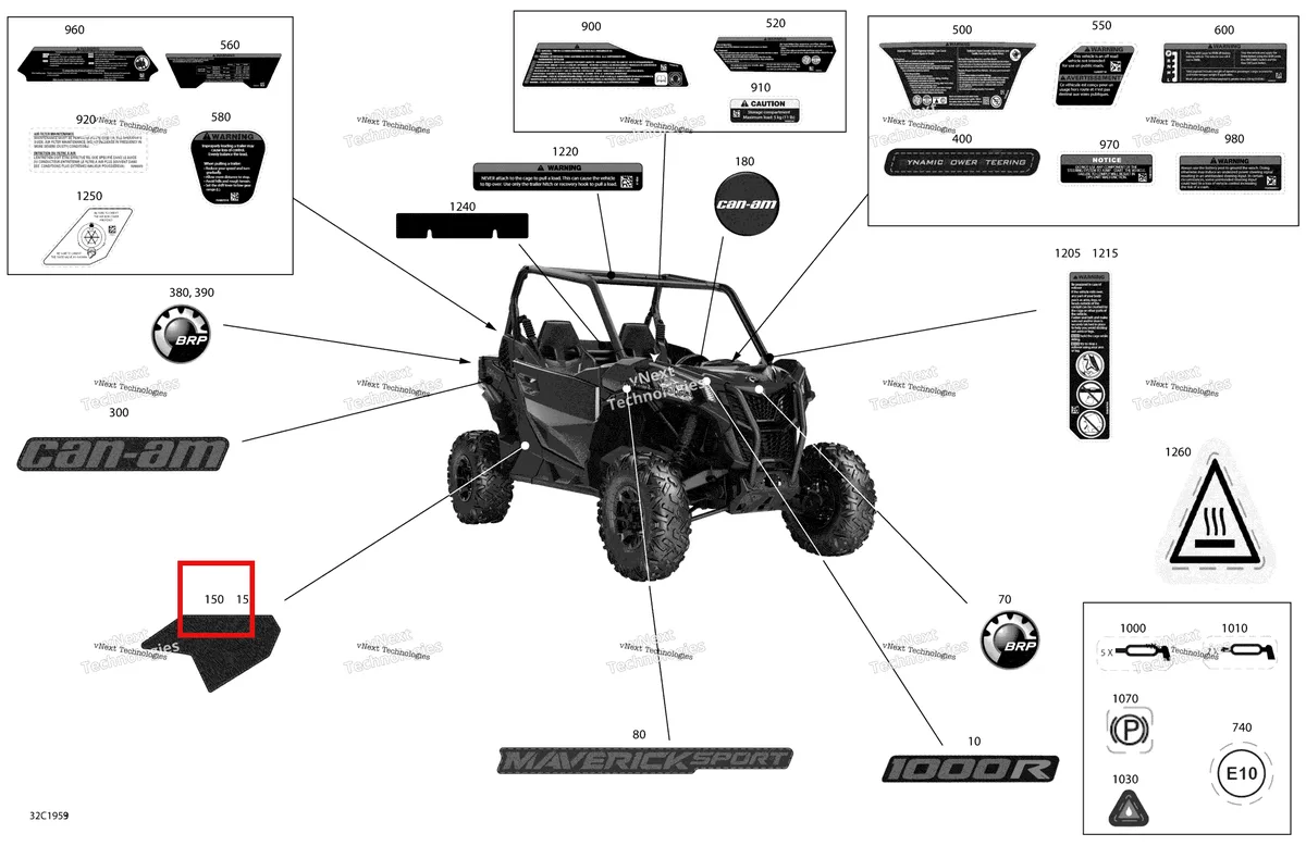 Деталь 704906620 на схеме узла 2019 Can-Am MAVERICK SPORT 1000R - DPS - T1B SERIES Decals - 1000R - Package Dps