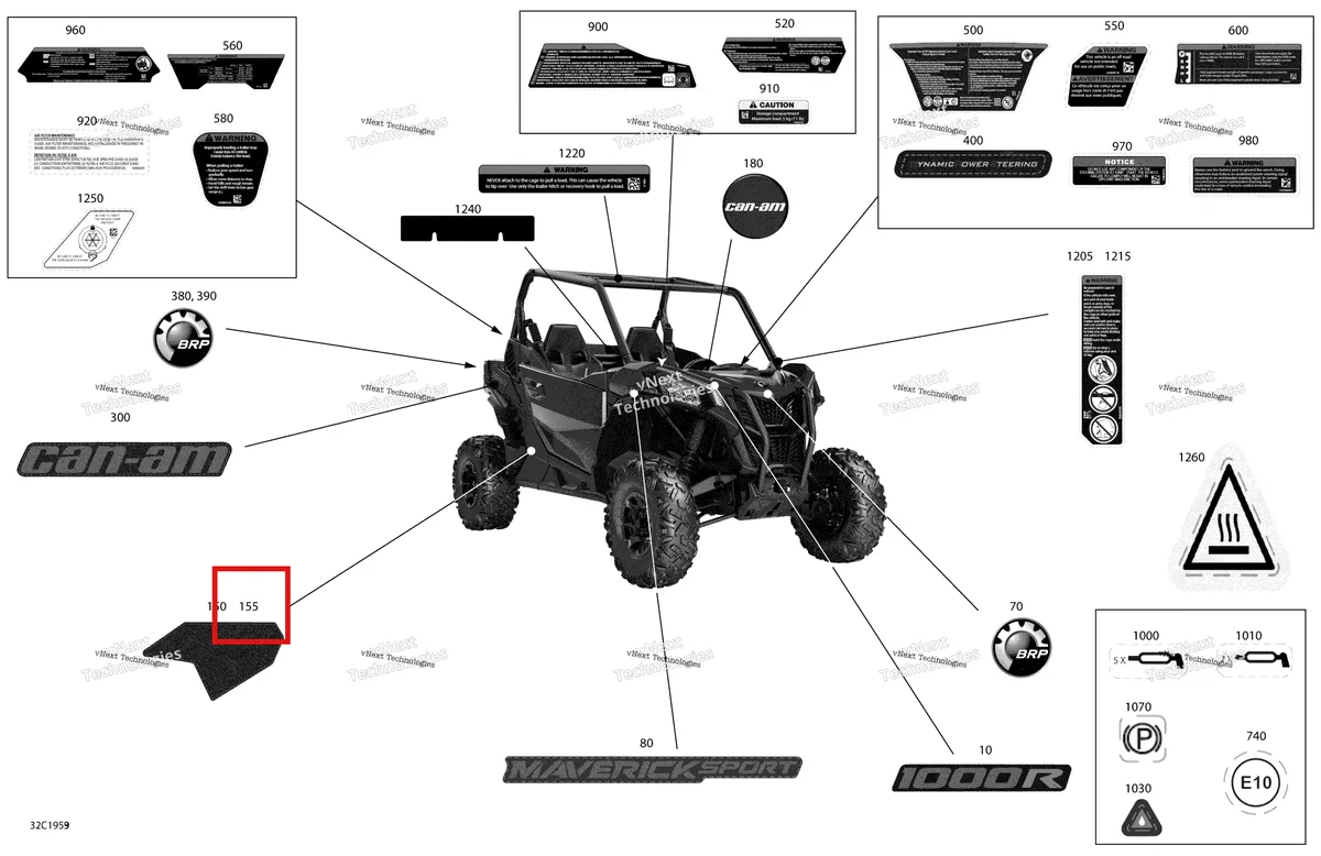 Деталь 704906621 на схеме узла 2019 Can-Am MAVERICK SPORT 1000R - DPS - T1B SERIES Decals - 1000R - Package Dps
