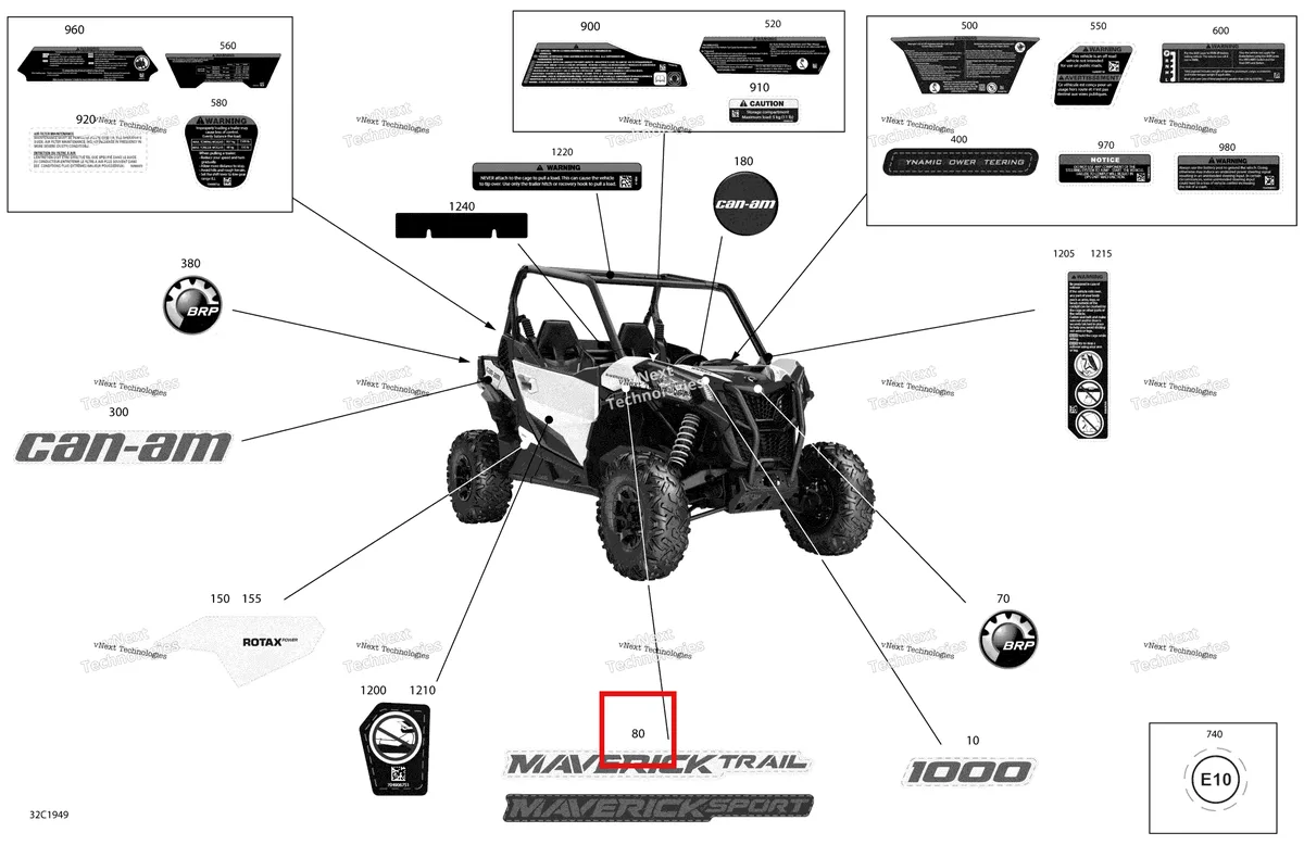 Деталь 704906623 на схеме узла 2019 Can-Am Maverick Trail 1000 - BASE DPS Decals - 1000 - Package Dps