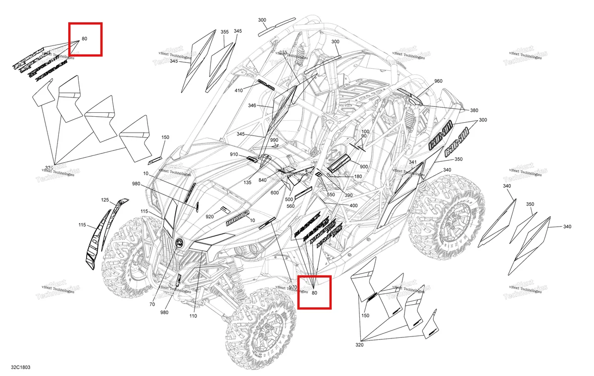 Деталь 704906632 на схеме узла 2018 Can-Am MAVERICK Decals Maverick Non Max - Package Dps