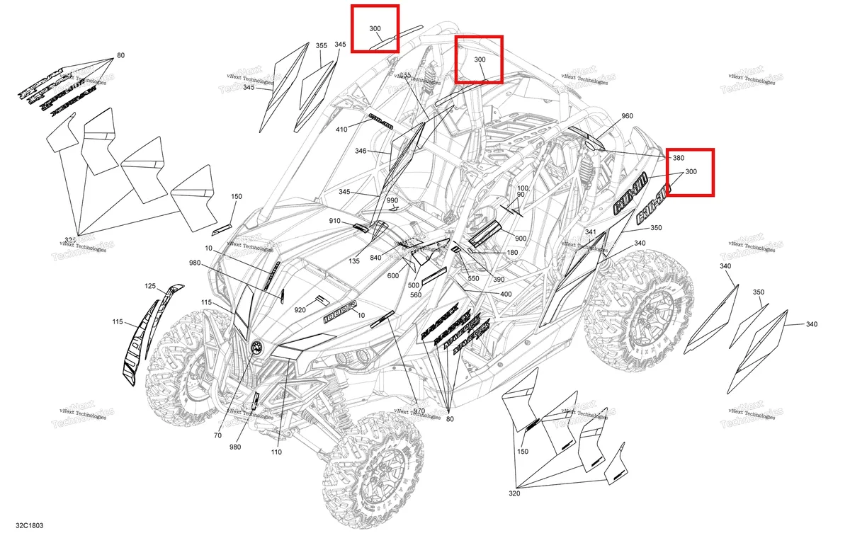 Деталь 704906636 на схеме узла 2018 Can-Am MAVERICK Decals Maverick Non Max - Package Dps