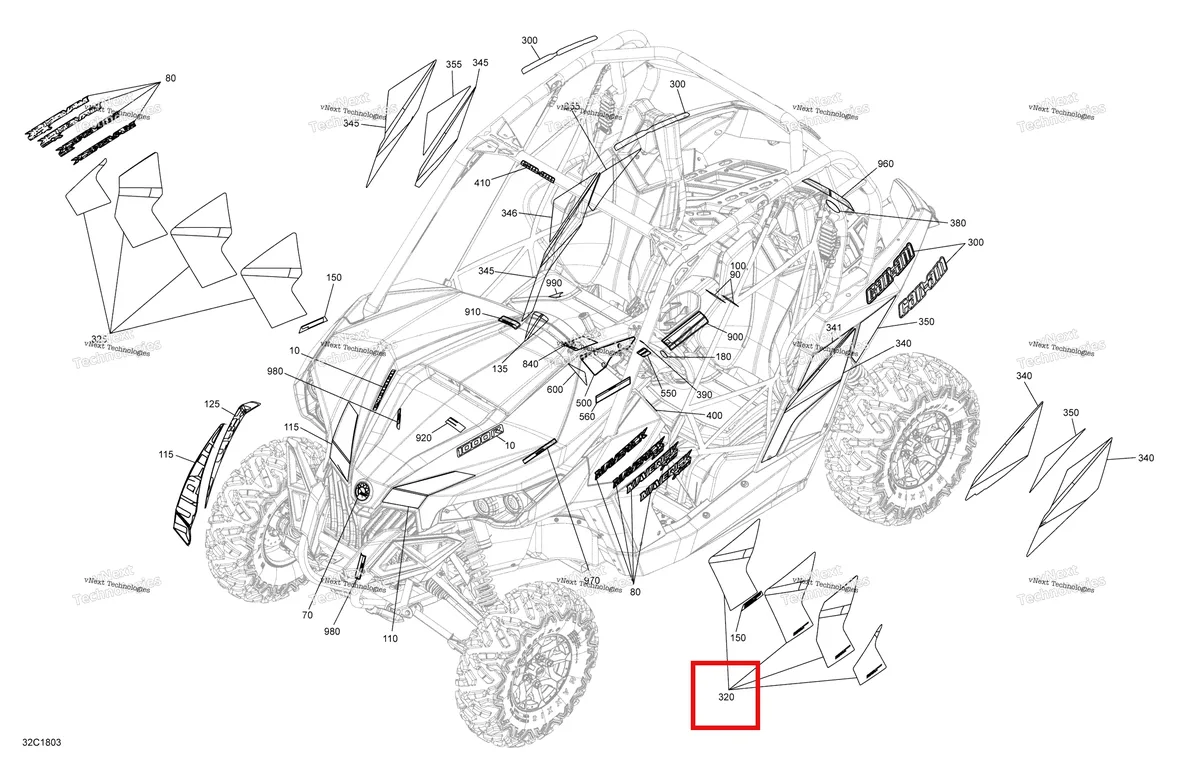 Деталь 704906637 на схеме узла 2018 Can-Am MAVERICK Decals Maverick Non Max - Package Dps