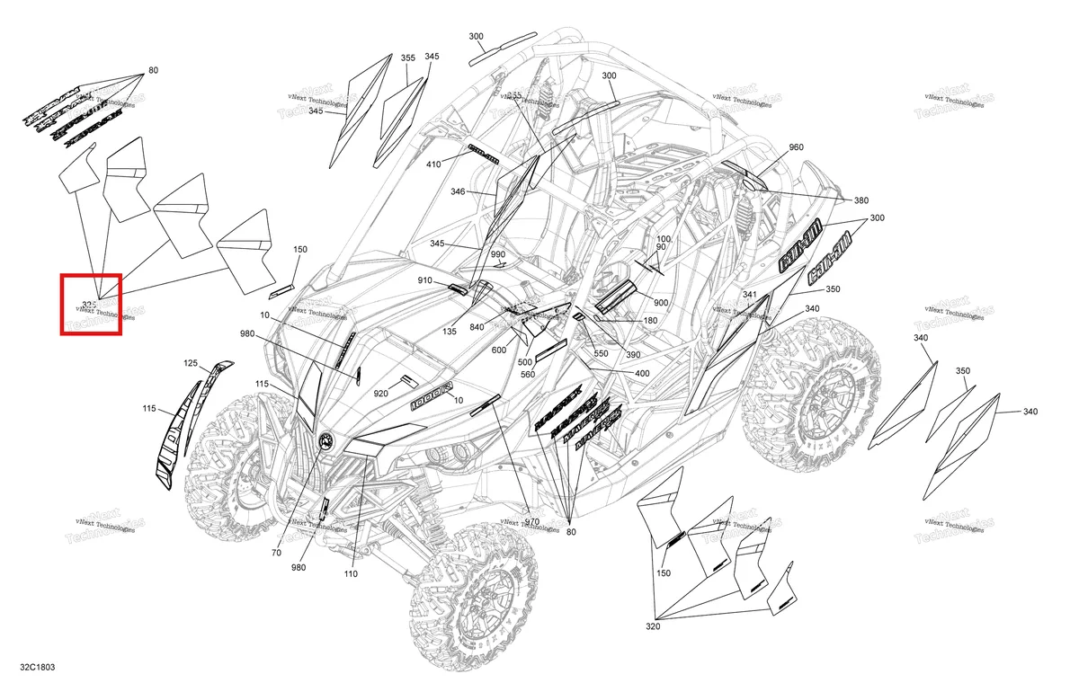 Деталь 704906638 на схеме узла 2018 Can-Am MAVERICK Decals Maverick Non Max - Package Dps