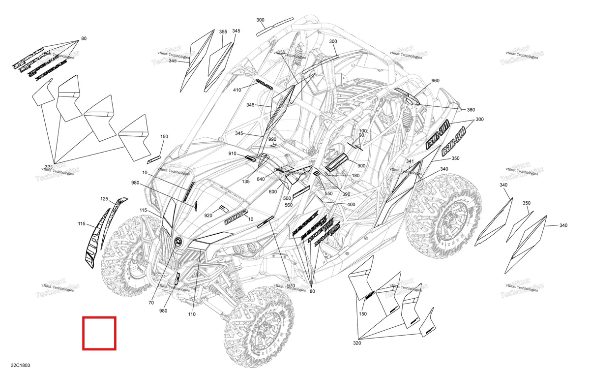 Деталь 704906640 на схеме узла 2018 Can-Am MAVERICK Decals Maverick Non Max - Package Xcdps