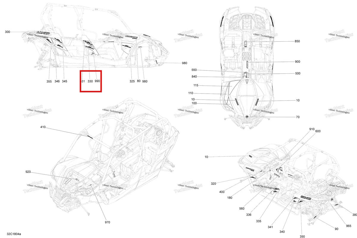 Деталь 704906641 на схеме узла 2018 Can-Am MAVERICK MAX Decals Maverick Max - Package Dps