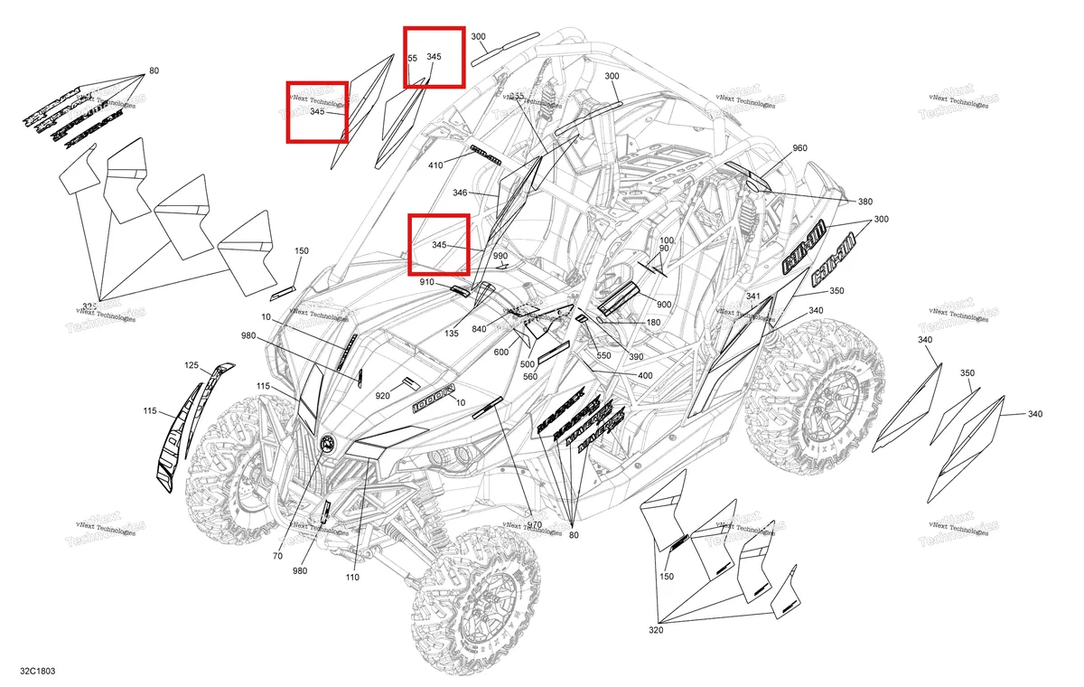 Деталь 704906647 на схеме узла 2018 Can-Am MAVERICK Decals Maverick Non Max - Package Dps