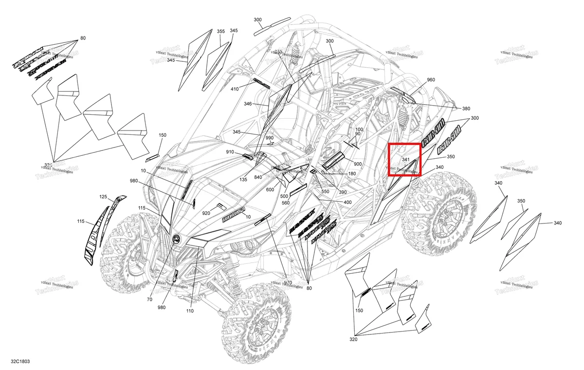 Деталь 704906648 на схеме узла 2018 Can-Am MAVERICK Decals Maverick Non Max - Package Dps