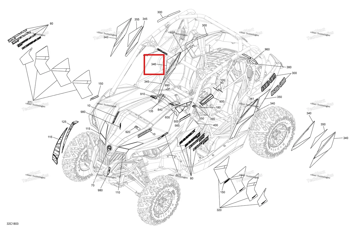 Деталь 704906649 на схеме узла 2018 Can-Am MAVERICK Decals Maverick Non Max - Package Dps