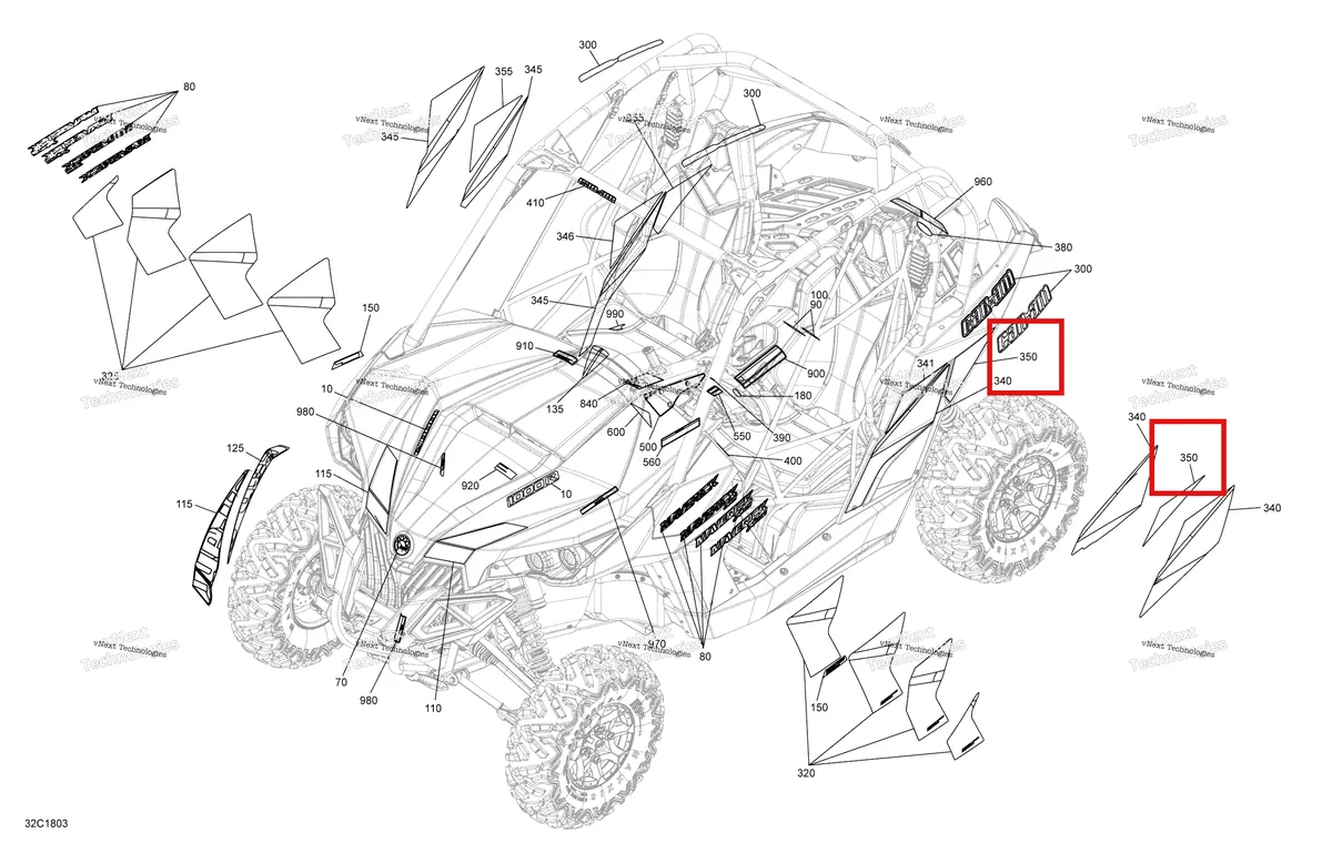Деталь 704906650 на схеме узла 2018 Can-Am MAVERICK Decals Maverick Non Max - Package Dps