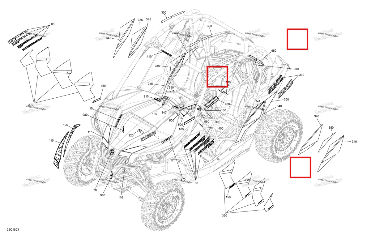 Деталь 704906653 на схеме узла 2018 Can-Am MAVERICK Decals Maverick Non Max - Package Xcdps