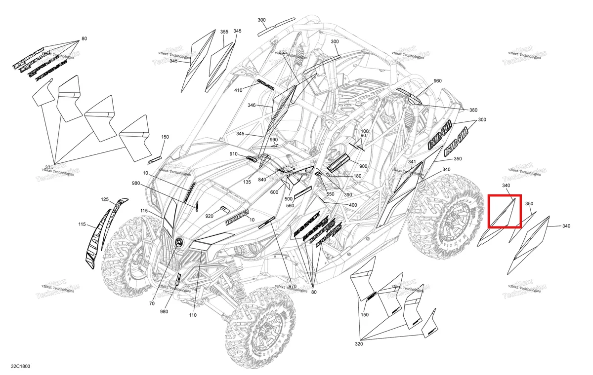 Деталь 704906655 на схеме узла 2018 Can-Am MAVERICK Decals Maverick Non Max - Package Xcdps
