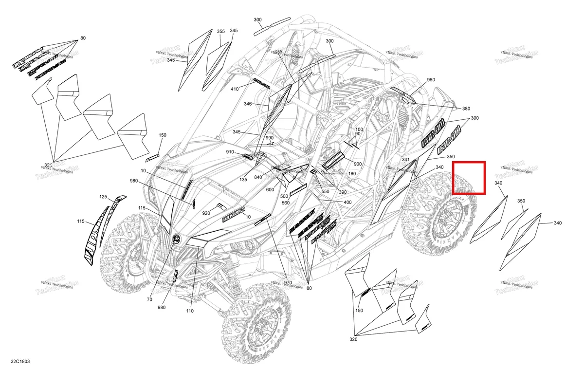 Деталь 704906660 на схеме узла 2018 Can-Am MAVERICK Decals Maverick Non Max - Package Xmr
