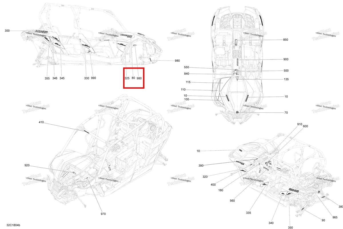 Деталь 704906693 на схеме узла 2018 Can-Am MAVERICK MAX Decals Maverick Max - Package Xmr