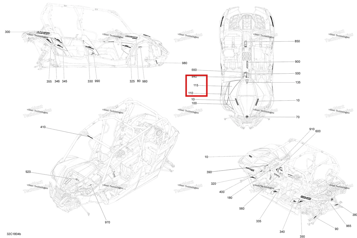 Деталь 704906695 на схеме узла 2018 Can-Am MAVERICK MAX Decals Maverick Max - Package Xmr