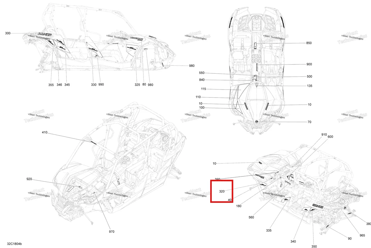 Деталь 704906697 на схеме узла 2018 Can-Am MAVERICK MAX Decals Maverick Max - Package Xmr