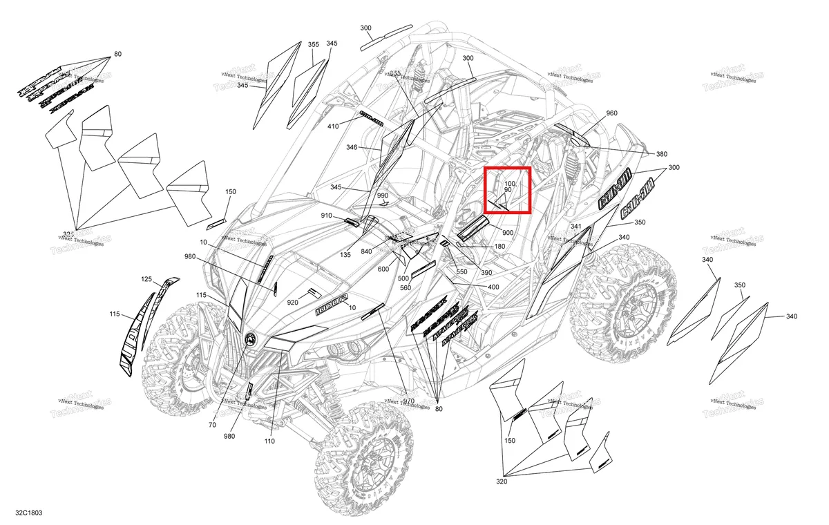 Деталь 704906722 на схеме узла 2018 Can-Am MAVERICK Decals Maverick Non Max - Package Dps