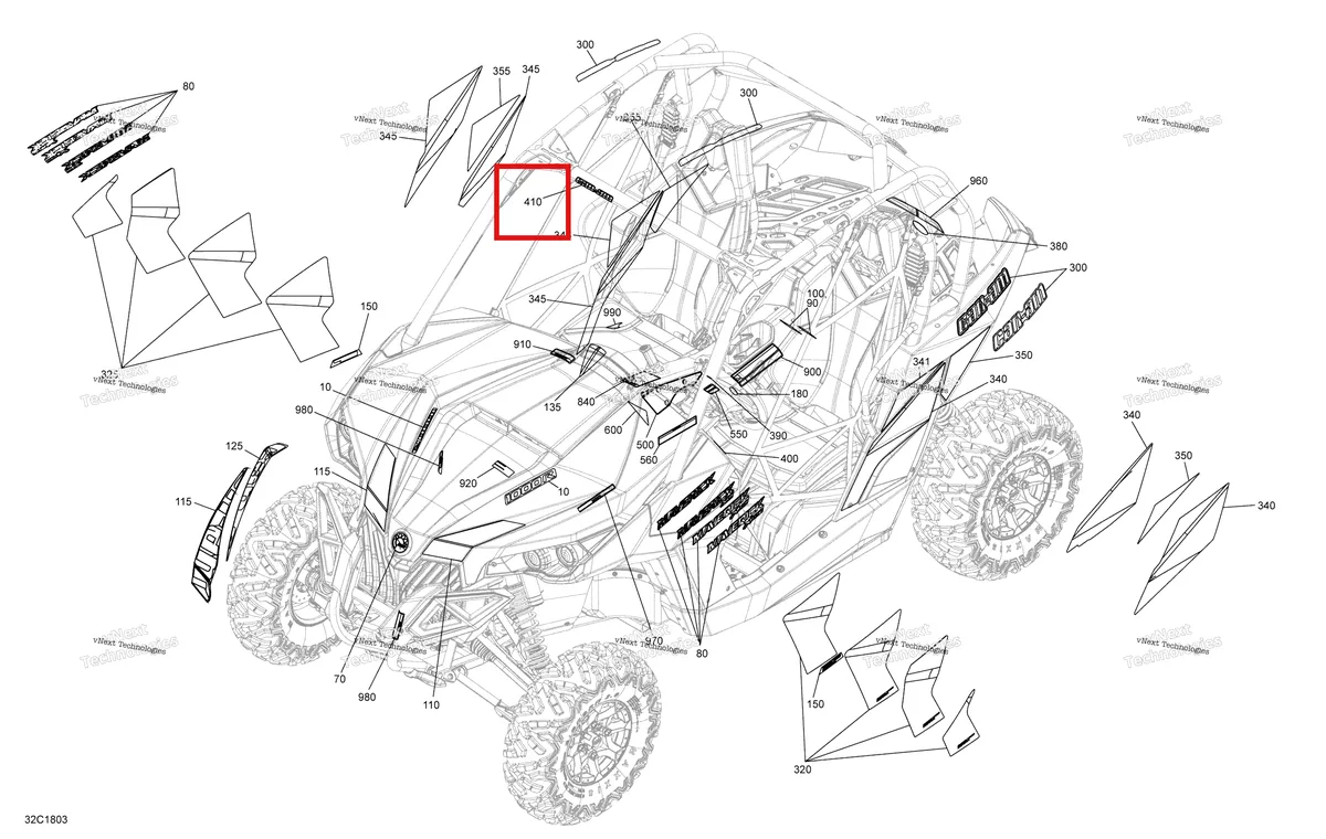 Деталь 704906727 на схеме узла 2018 Can-Am MAVERICK Decals Maverick Non Max - Package Dps