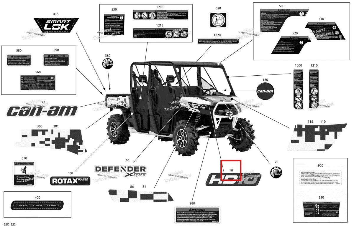 Деталь 704906740 на схеме узла 2019 Can-Am Defender MAX HD10 - XMR Decals - Hd10 - Xmr