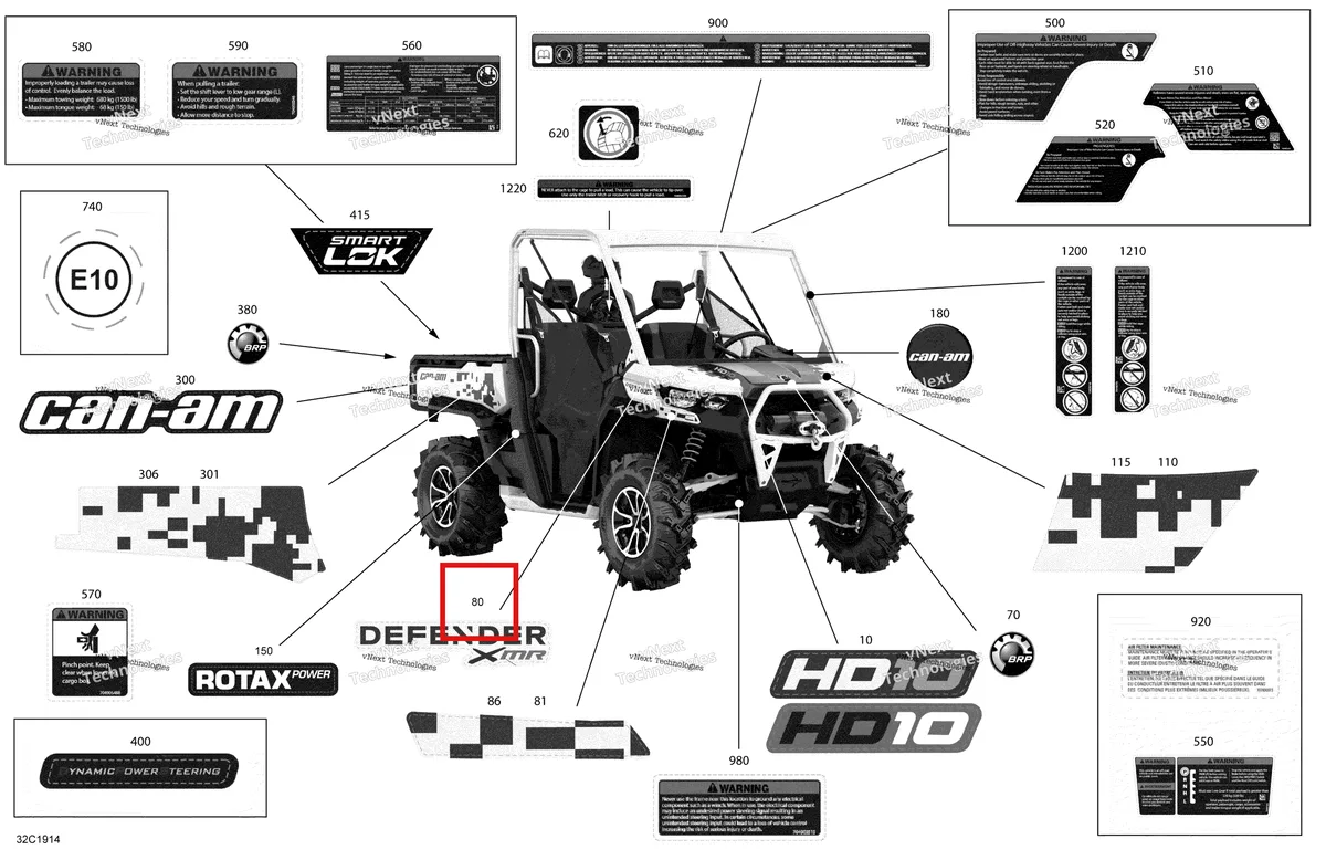 Деталь 704906745 на схеме узла 2019 Can-Am Defender HD10 Decals - Hd10 - Xmr