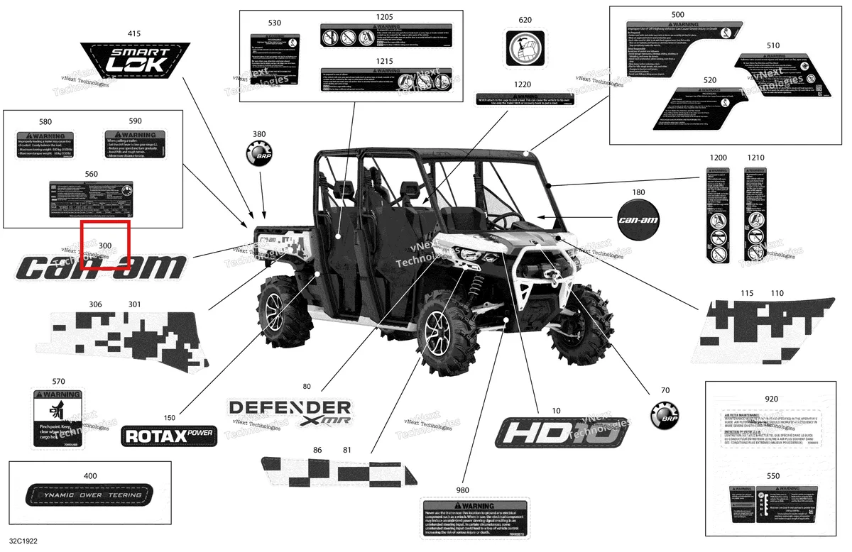 Деталь 704906756 на схеме узла 2019 Can-Am Defender MAX HD10 - XMR Decals - Hd10 - Xmr