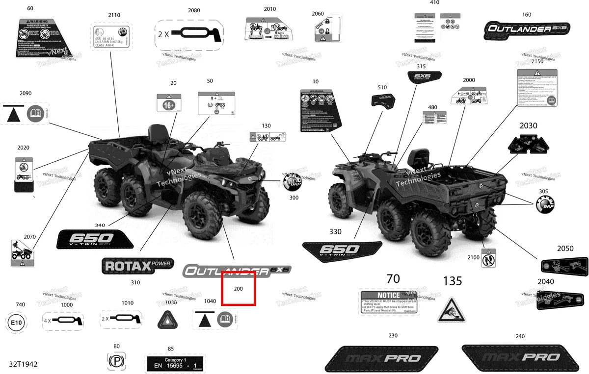 Деталь 704906767 на схеме узла 2019 Can-Am OUTLANDER MAX 6X6 - 650 EFI - T3 Decals Outlander Max - 6X6 - Pro Nordic