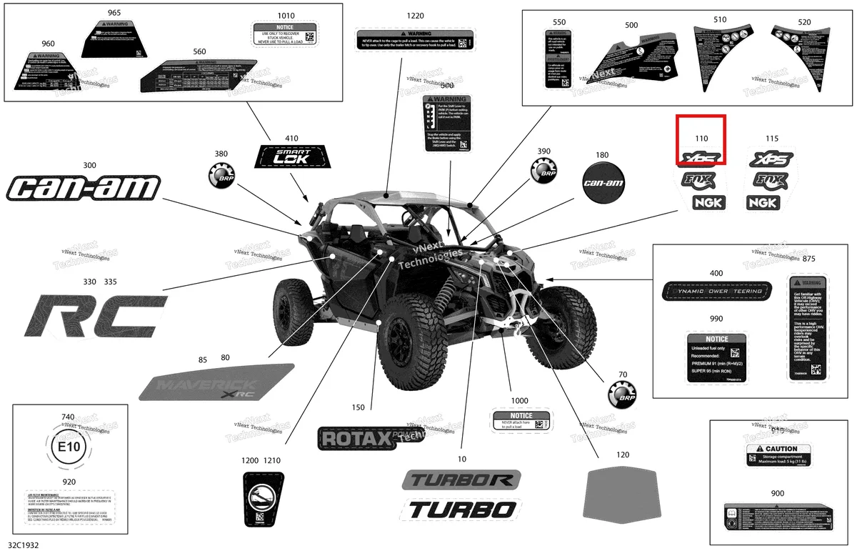 Деталь 704906772 на схеме узла 2019 Can-Am Maverick Turbo Decals - Turbo - Package Xrc - North America