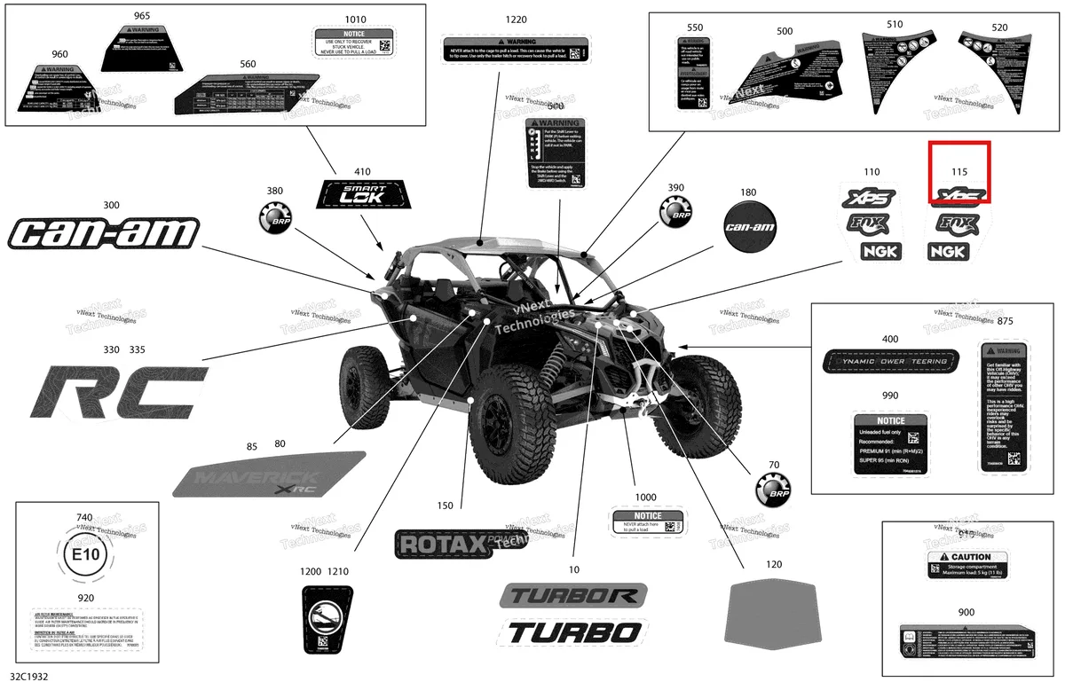 Деталь 704906773 на схеме узла 2019 Can-Am Maverick Turbo Decals - Turbo - Package Xrc - North America