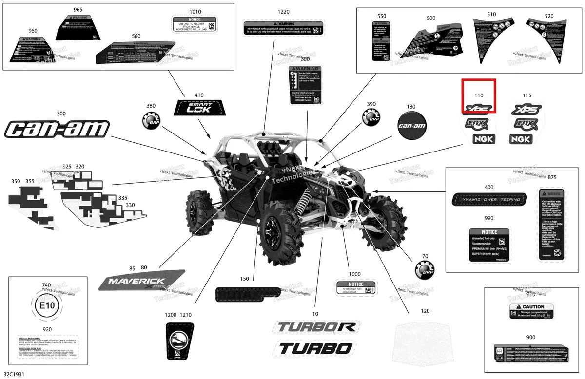 Деталь 704906785 на схеме узла 2019 Can-Am Maverick Turbo Decals - Turbo - Package Xmr - North America