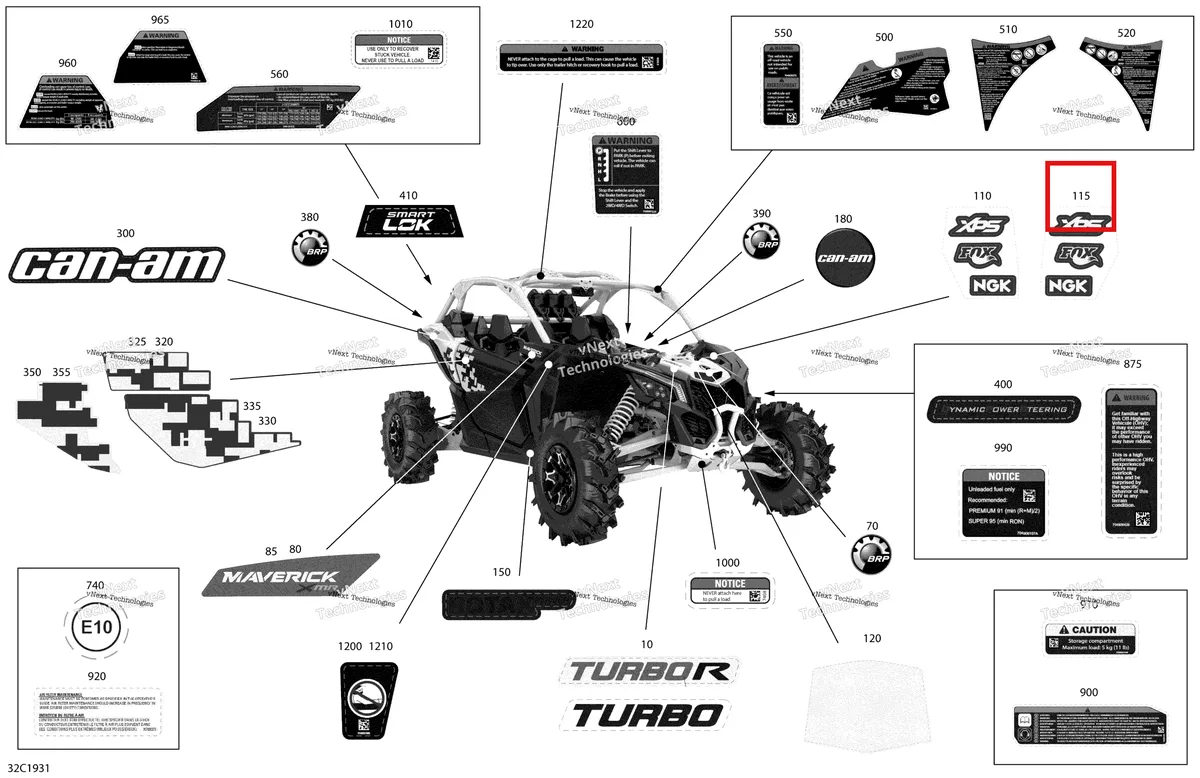 Деталь 704906786 на схеме узла 2019 Can-Am Maverick Turbo Decals - Turbo - Package Xmr - North America
