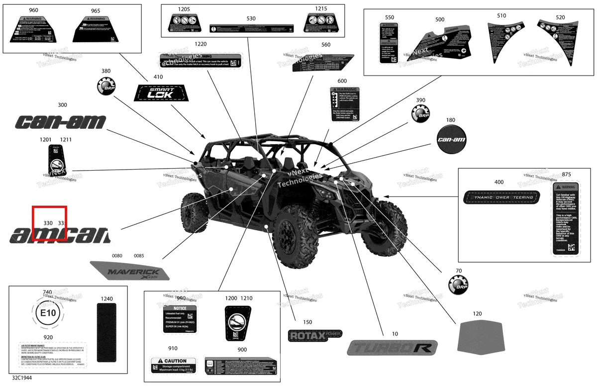 Деталь 704906795 на схеме узла 2019 Can-Am Maverick MAX Turbo R Decals - Turbo R - Package Xds - North America