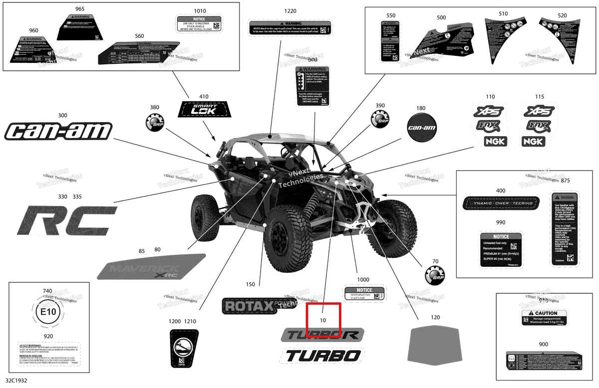 Деталь 704906802 на схеме узла 2019 Can-Am Maverick Turbo R Decals - Turbo R - Package Xrc - North America