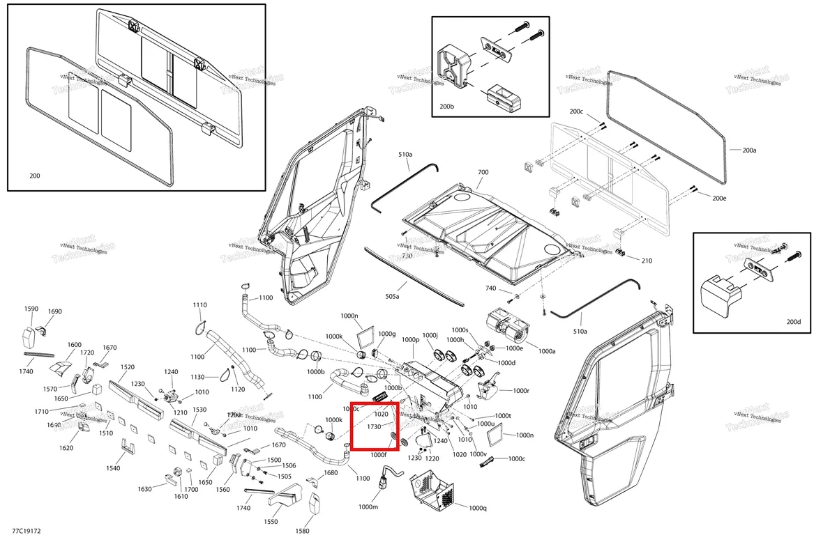 Деталь 704906818 на схеме узла 2019 Can-Am Defender HD8 Enclosure Cab - Xt Cab - North America - Dash & Roof Section