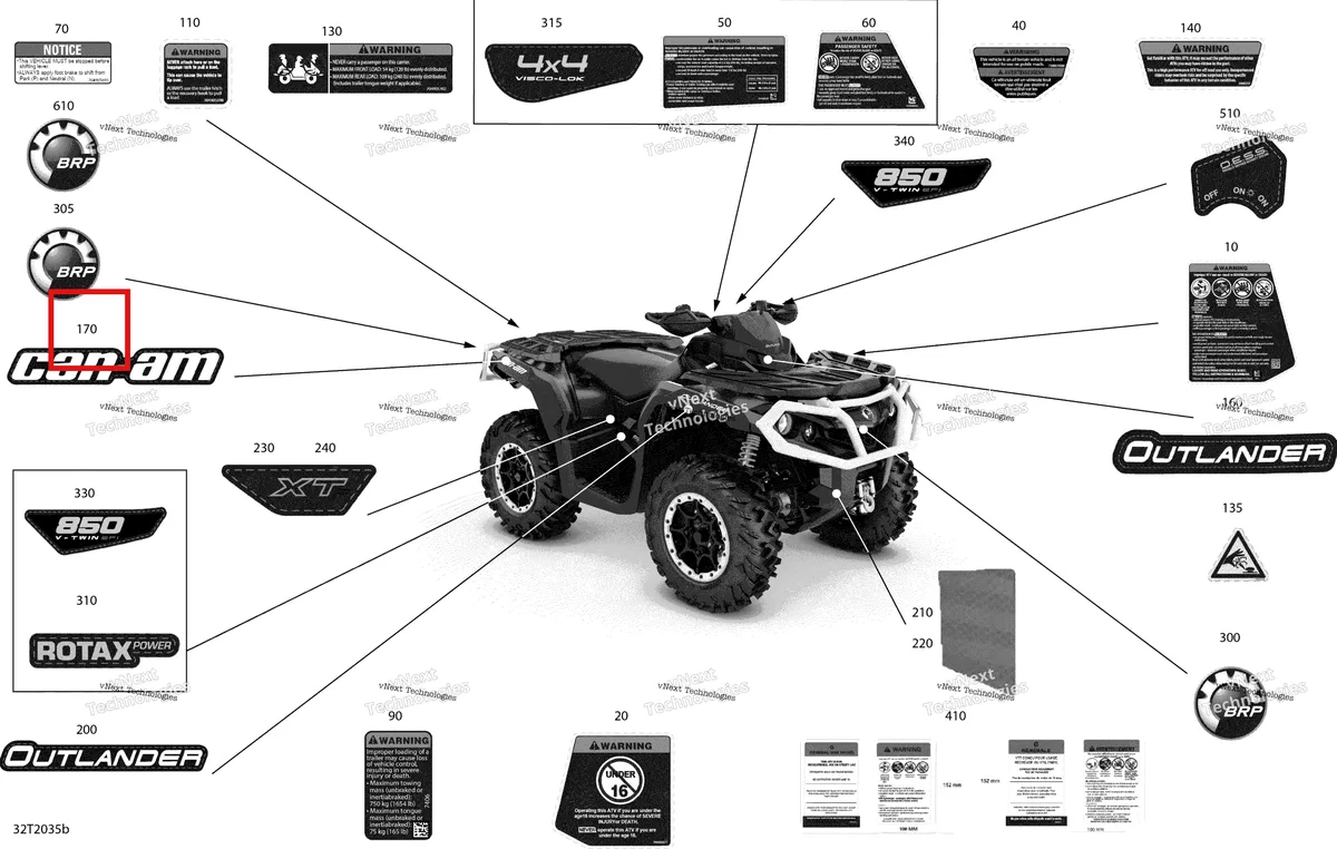 Деталь 704906878 на схеме узла 2020 Can-Am Outlander 850 EFI - STD DPS XT WINTER XTP Decals - Xtp